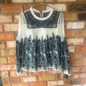 Sea New York Embroidered Lace Long Sleeve Blouse